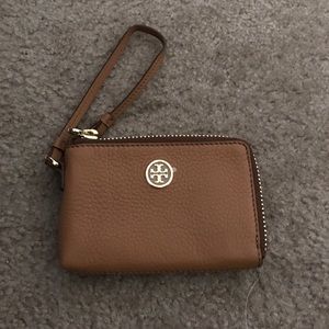 Tory Burch Brown Corner Zip Wristlet